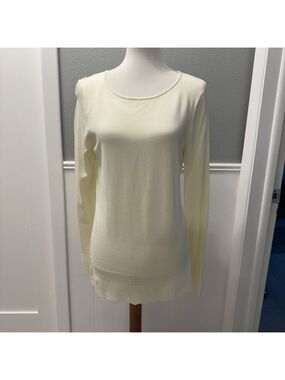 NWT 41 Hawthorn Bethiny Pointelle Hem Elegant Ivory Long Sleeve Top Size M